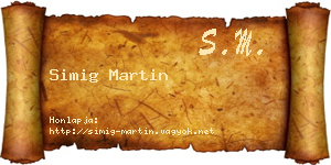 Simig Martin névjegykártya
